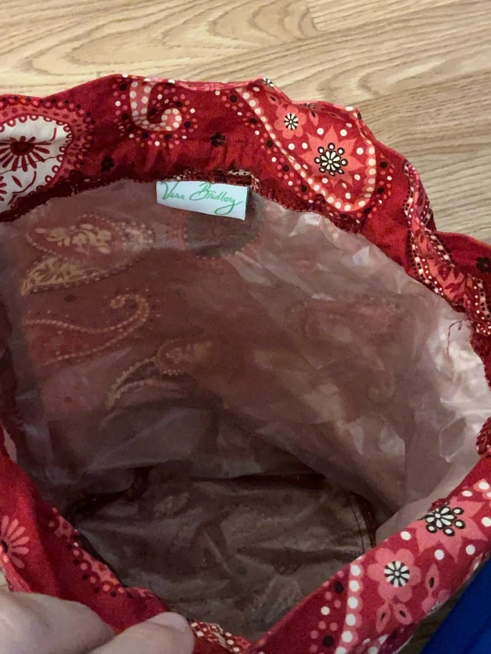 Vera Bradley Retired Print Red Paisley Drawstring Pouch Bag